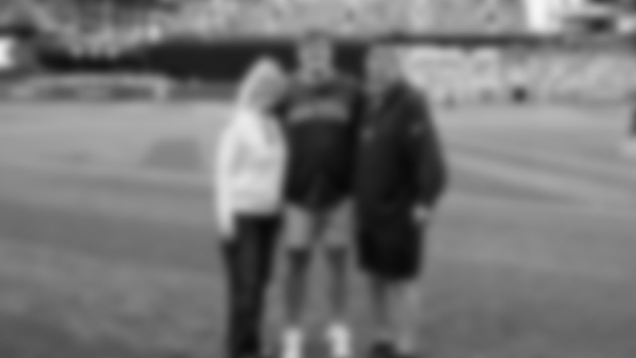 Seahawks guard Grey Zabel (76) threw the ceremonial first pitch for the Mariners vs. Twins game on Friday, May 30, 2025 at T-Mobile Park.
