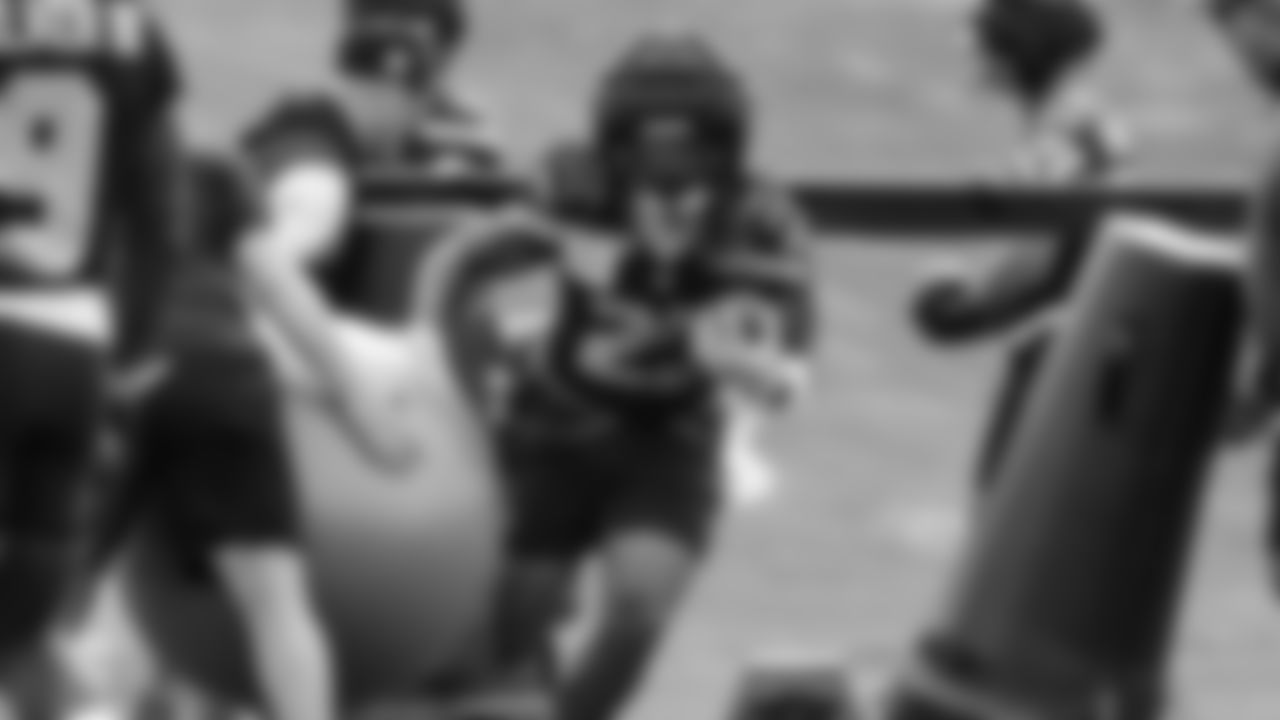 Seahawks running back Damien Martinez (22) practiced on August 17, 2025 at the Virginia Mason Athletic Center.