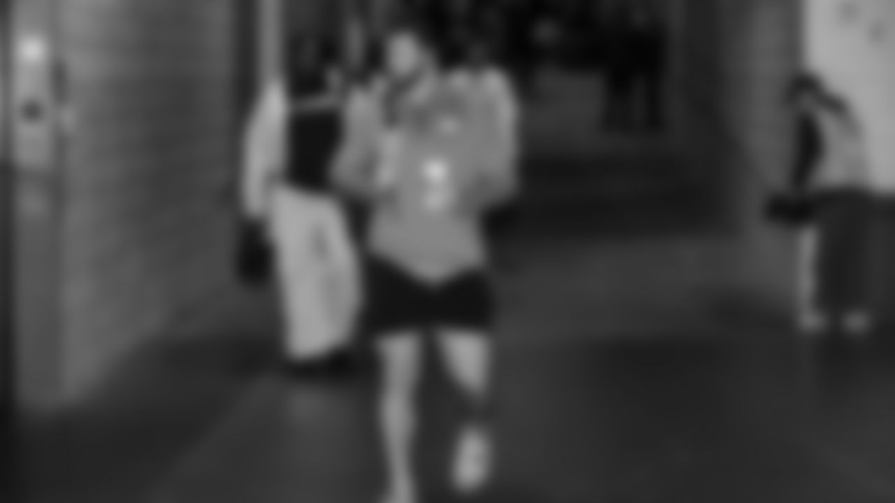 Seahawks fullback Robbie Ouzts (40) arrived at Nissan Stadium for the Week 12 matchup vs. the Titans in Nashville, Tennessee.