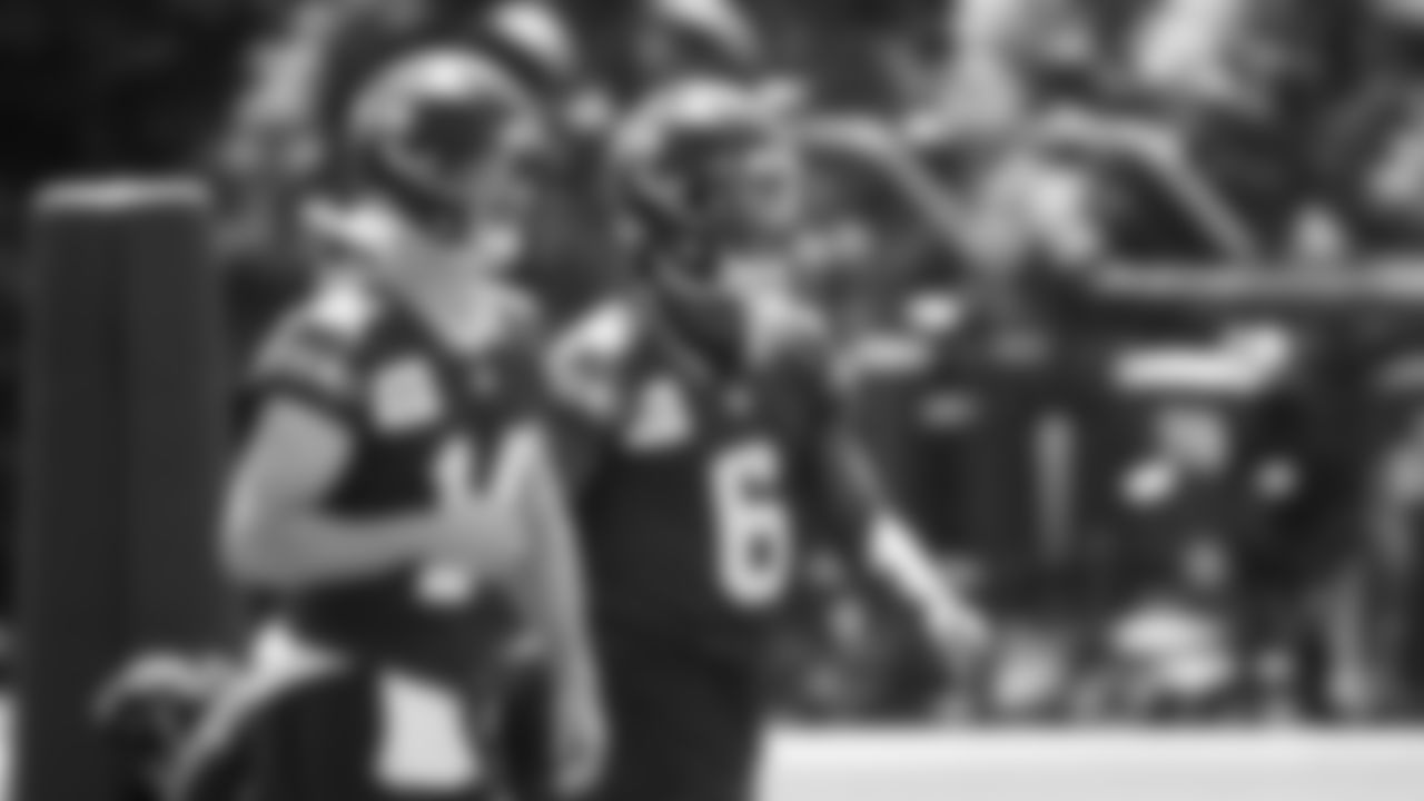 Seahawks quarterback Sam Darnold (14) and quarterback Jalen Milroe (6) participated in a workout on day one of minicamp on Tuesday, June 10, 2025 at the Virginia Mason Athletic Center.