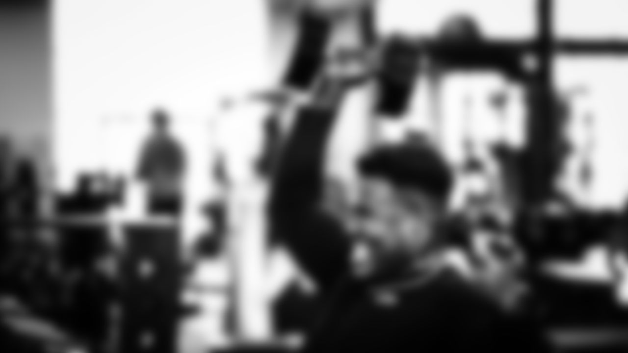 Seahawks center Olu Oluwatimi (55) worked out on Monday, January 19, 2026 at the Virginia Mason Athletic Center,