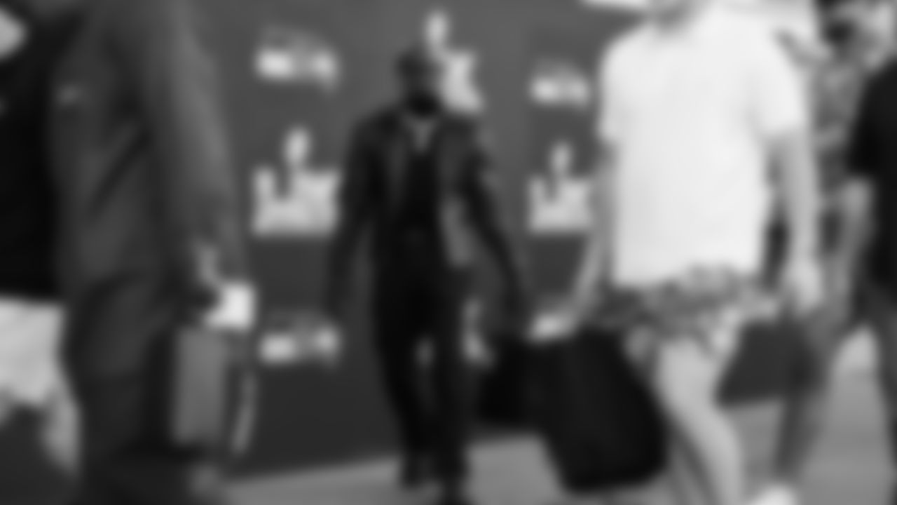 Seahawks defensive end DeMarcus Lawrence (0) arrived at Levi's Stadium for the Super Bowl LX matchup vs. the New England Patriots on Sunday, February 8, 2026.