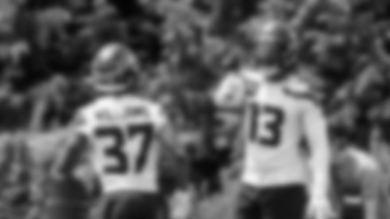 Seahawks cornerback Damarion Williams (37) and linebacker Ernest Jones IV (13) participated in a workout on day five of OTAs on Wednesday, June 4, 2025 at the Virginia Mason Athletic Center.