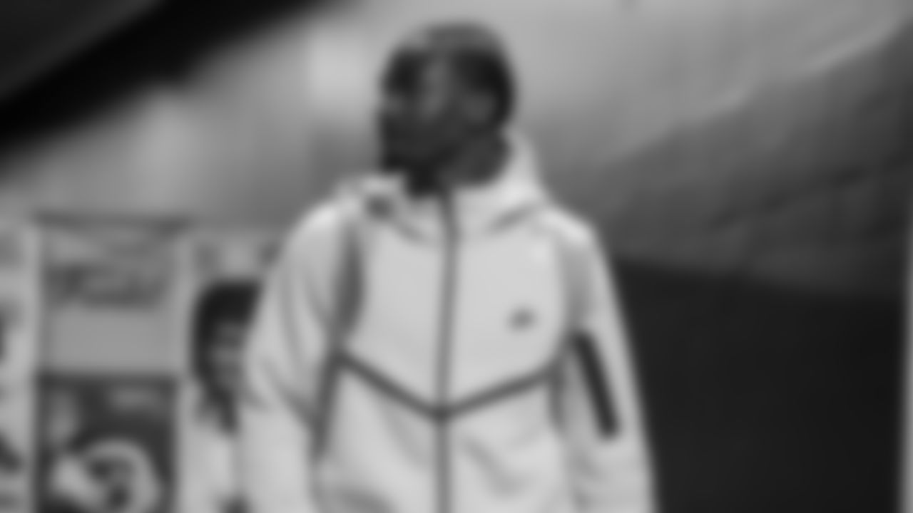 Seahawks wide receiver Tory Horton (15) arrives at Lumen Field for the Week 10 matchup vs. the Arizona Cardinals.