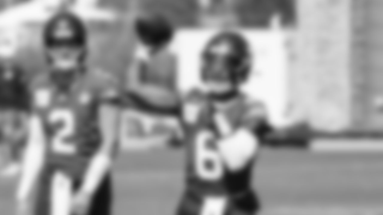 Seahawks quarterback Jalen Milroe (6) practiced on Thursday, August 28, 2025 at the Virginia Mason Athletic Center.