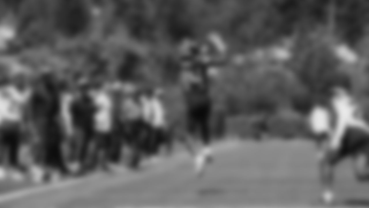 Seahawks wide receiver Steven Sims (84) practiced on day two of training camp on July 24, 2025 at the Virginia Mason Athletic Center.