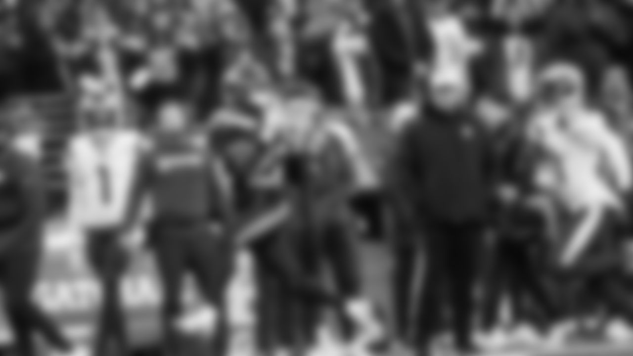 Seahawks receiver Rashid Shaheed makes an over the shoulder catch for a long gain in the first quarter as Rams coach Sean McVay reacts on the sidelines.