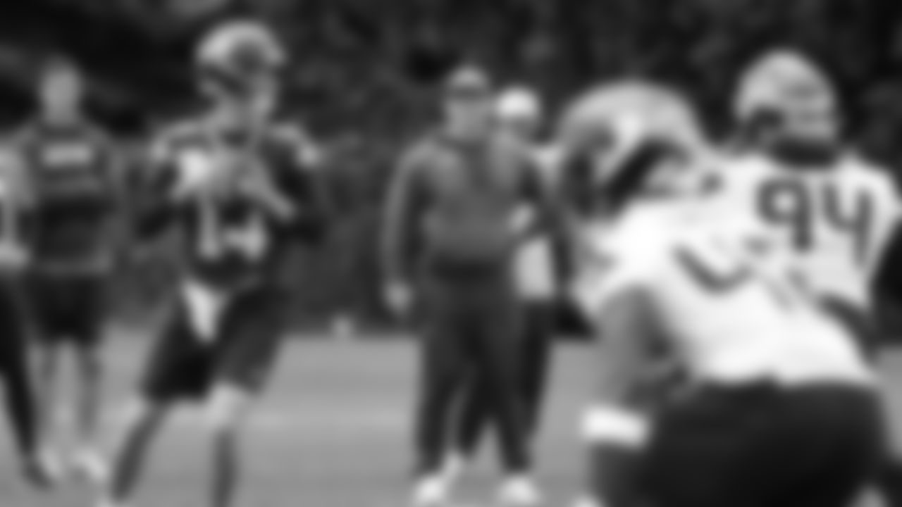 Seahawks quarterback Sam Darnold (14) participated in a workout on day two of OTAs on Thursday, May 29, 2025 at the Virginia Mason Athletic Center.