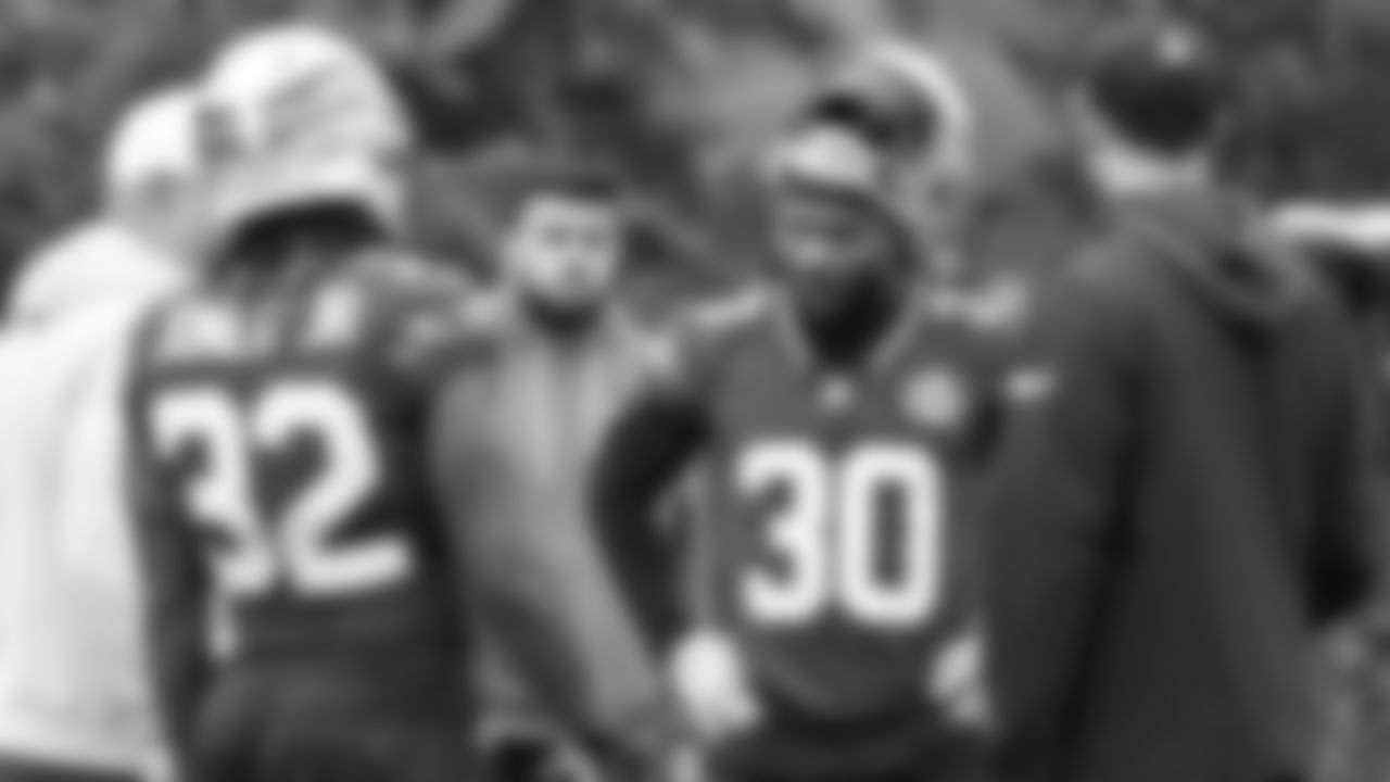 Seahawks running back Cam Akers (30) practiced on Wednesday, November 26, 2025 at the Virginia Mason Athletic Center.