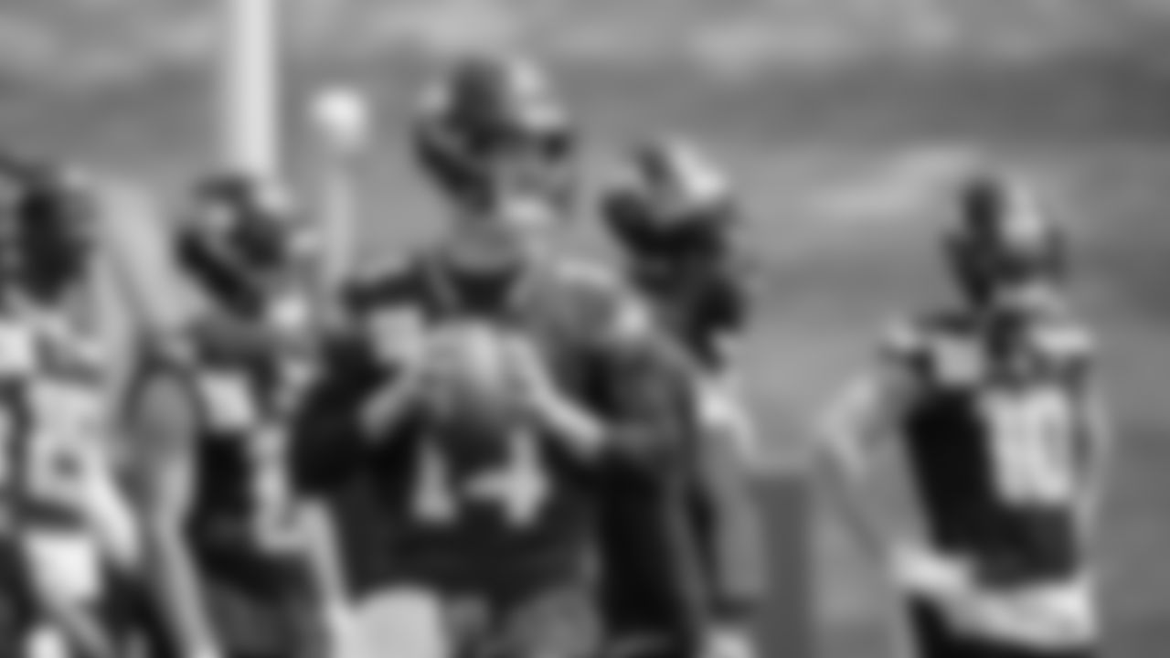 Seahawks quarterback Sam Darnold (14) participated in a workout on day five of OTAs on Wednesday, June 4, 2025 at the Virginia Mason Athletic Center.