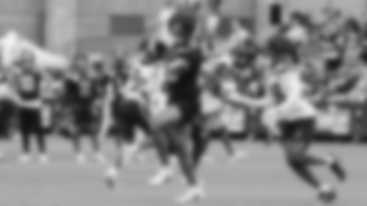 Seahawks tight end Elijah Arroyo (18) practiced on day three of training camp on July 25, 2025 at the Virginia Mason Athletic Center.