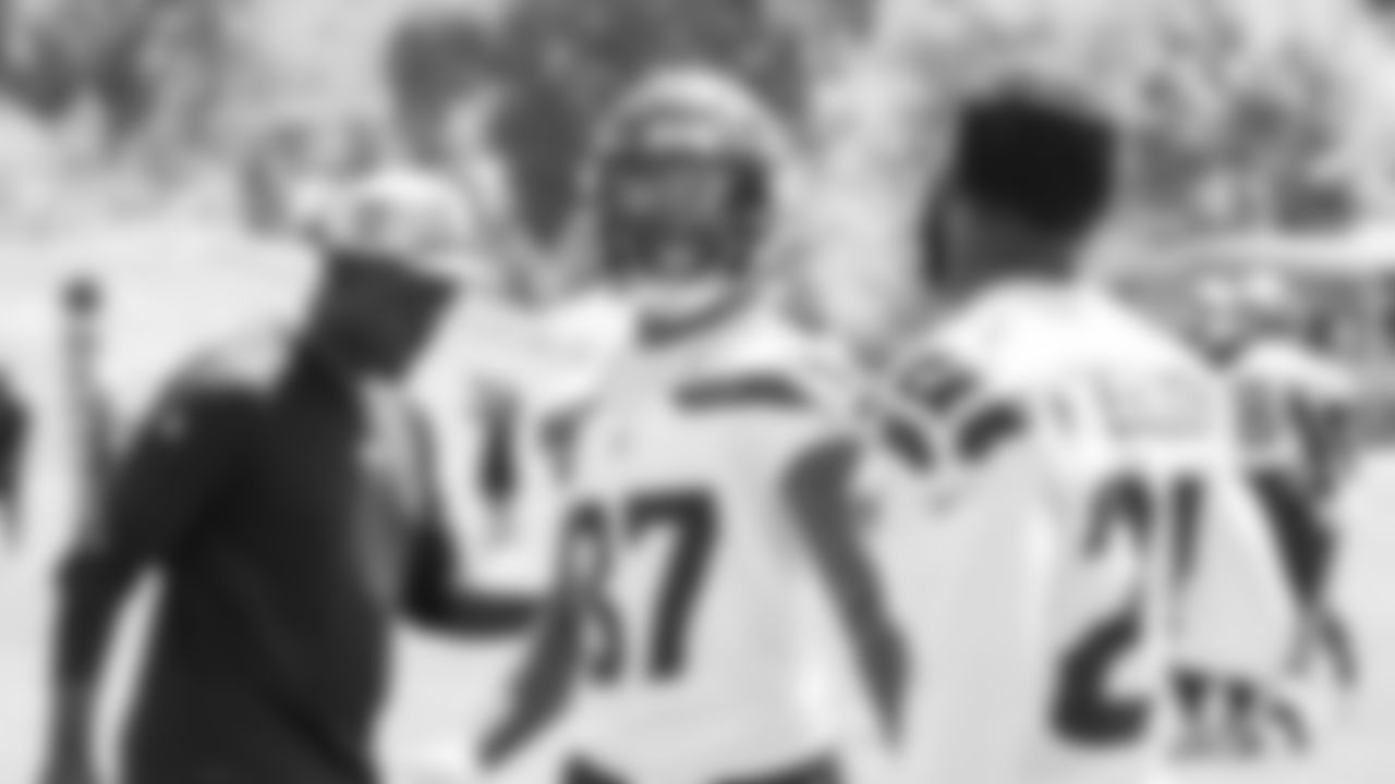 Seahawks cornerback Damarion Williams (37) and cornerback Devon Witherspoon (21) participated in a workout on day six of OTAs on Thursday, June 5, 2025 at the Virginia Mason Athletic Center.