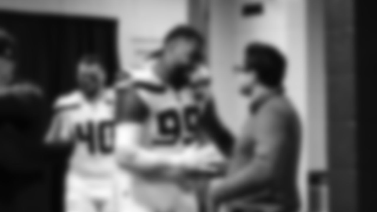 The Seahawks celebrated the 37-9 victory over the Falcons at Mercdes-Benz Stadium.