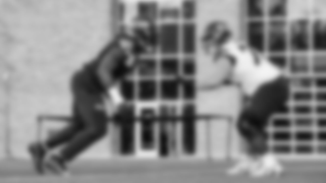 Seahawks defensive end DeMarcus Lawrence (0) and guard Grey Zabel (76) practiced on Thursday, November 20 at the Virginia Mason Athletic Center.