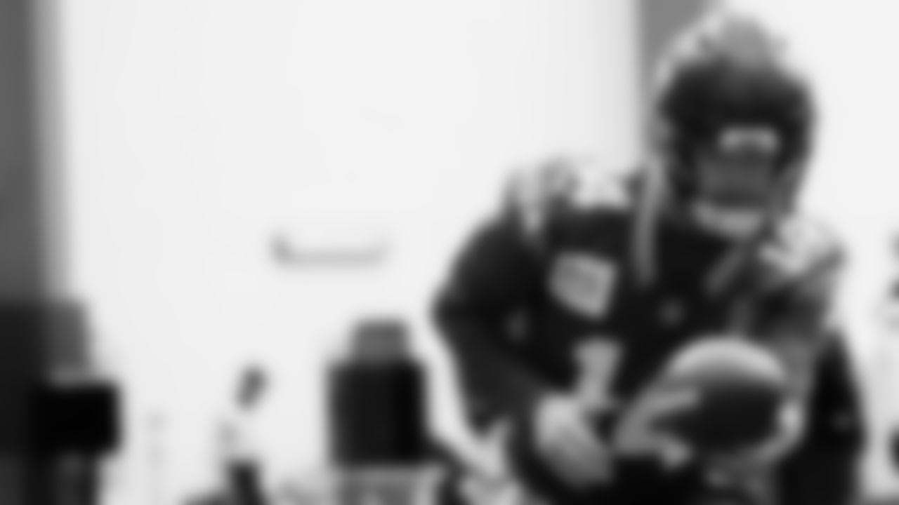 Seahawks quarterback Sam Darnold (14) practiced on Wednesday, December 10, 2025 at the Virginia Mason Athletic Center.