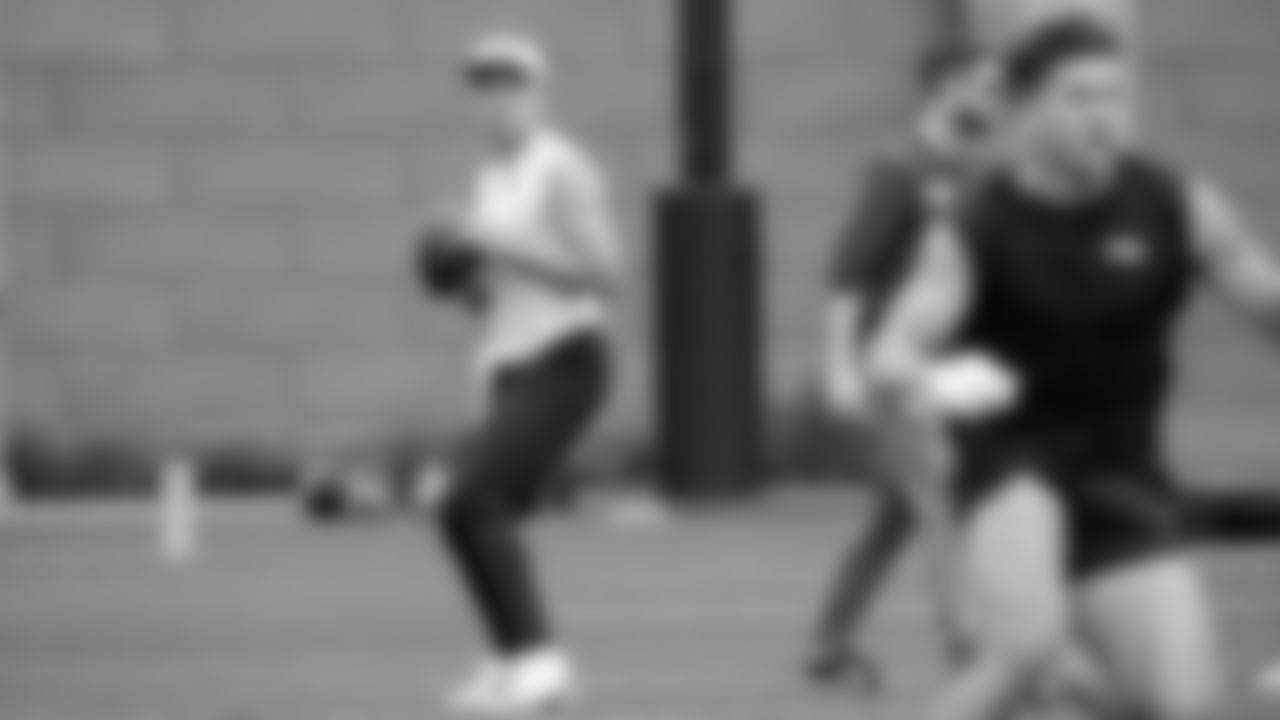 Seahawks quarterback Drew Lock (2) participated in a workout on May 13, 2025 at the Virginia Mason Athletic Center.