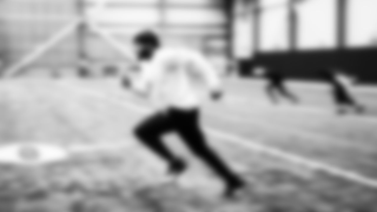 Seahawks linebacker Ernest Jones IV (13) worked out on Monday, January 12, 2026 at the Virginia Mason Athletic Center.