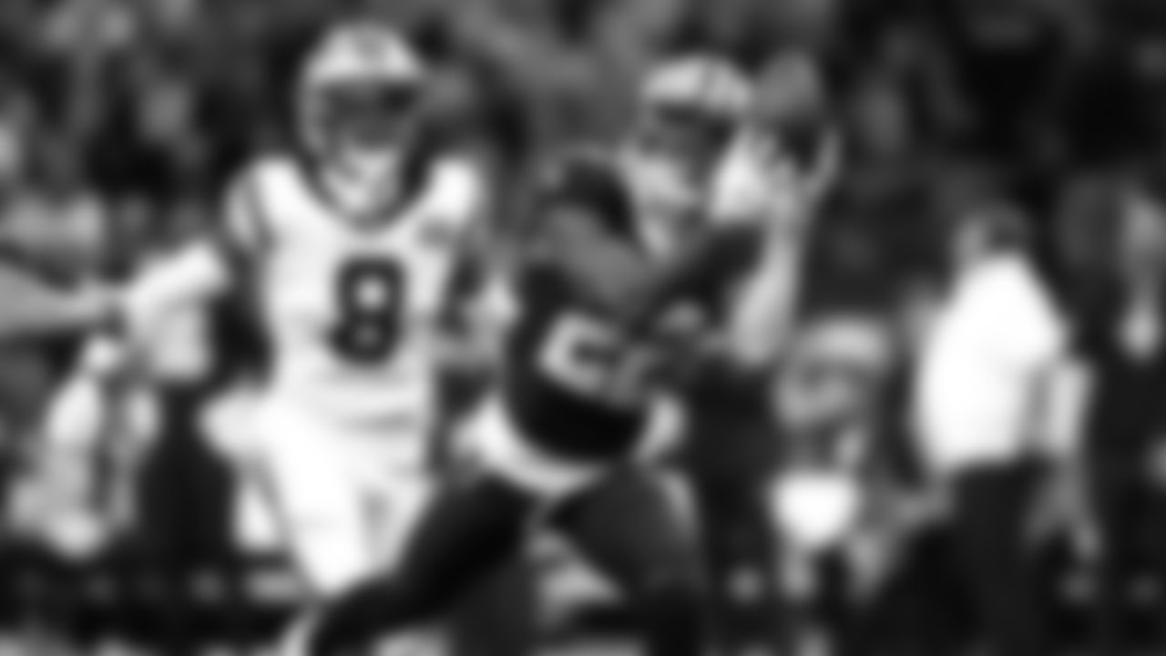 New Orleans Saints wide receiver Rashid Shaheed (22) makes a reception in front of Carolina Panthers cornerback Jaycee Horn (8) to score a touchdown during an NFL football game, Sunday, Sept. 8, 2024, in New Orleans. (AP Photo/Tyler Kaufman)