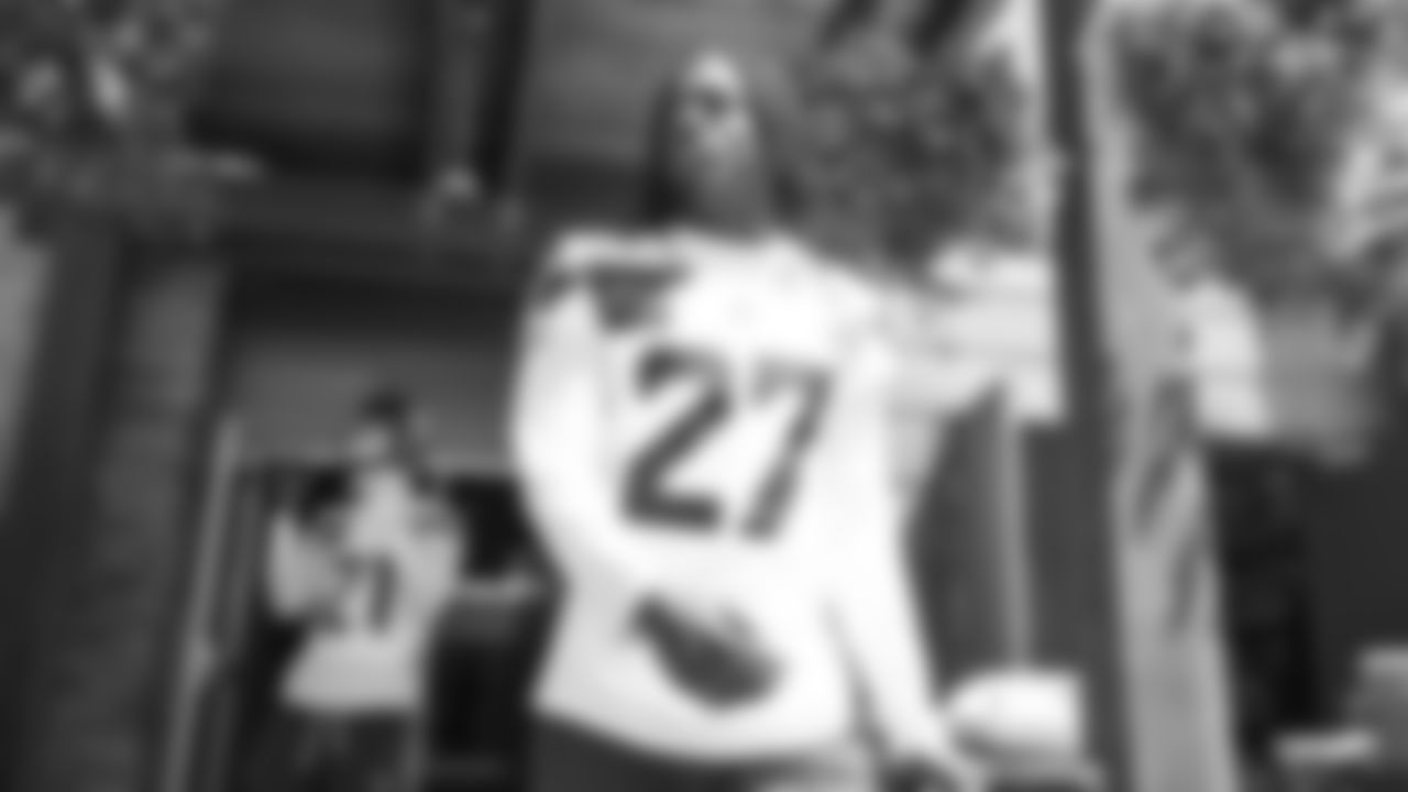 Seahawks cornerback Riq Woolen (27) participated in a workout on day one of OTAs on Tuesday, May 27, 2025 at the Virginia Mason Athletic Center.