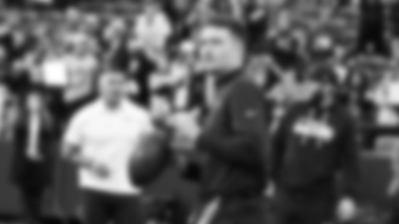 Seahawks quarterback Drew Lock (2) warms up at Lumen Field for the NFC divisional round game vs. the San Francisco 49ers on January 17, 2026.