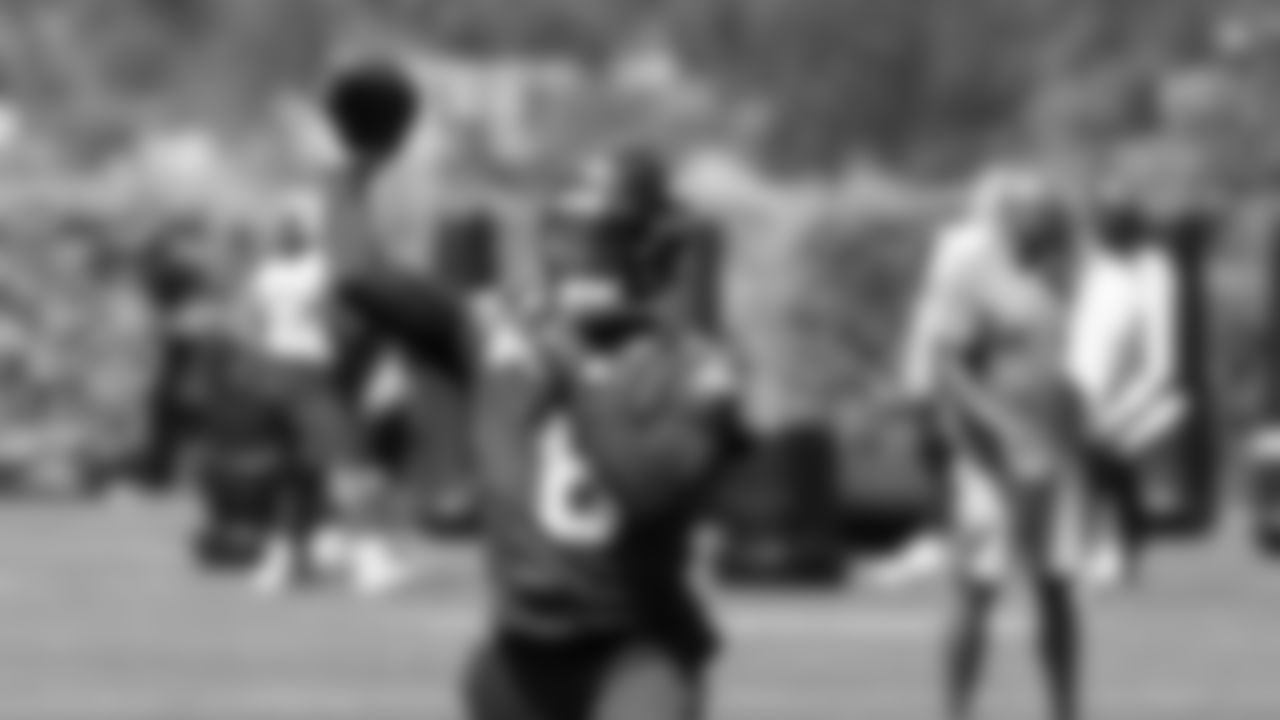 Seahawks quarterback Jalen Milroe (6) participated in a workout on day one of OTAs on Tuesday, May 27, 2025 at the Virginia Mason Athletic Center.
