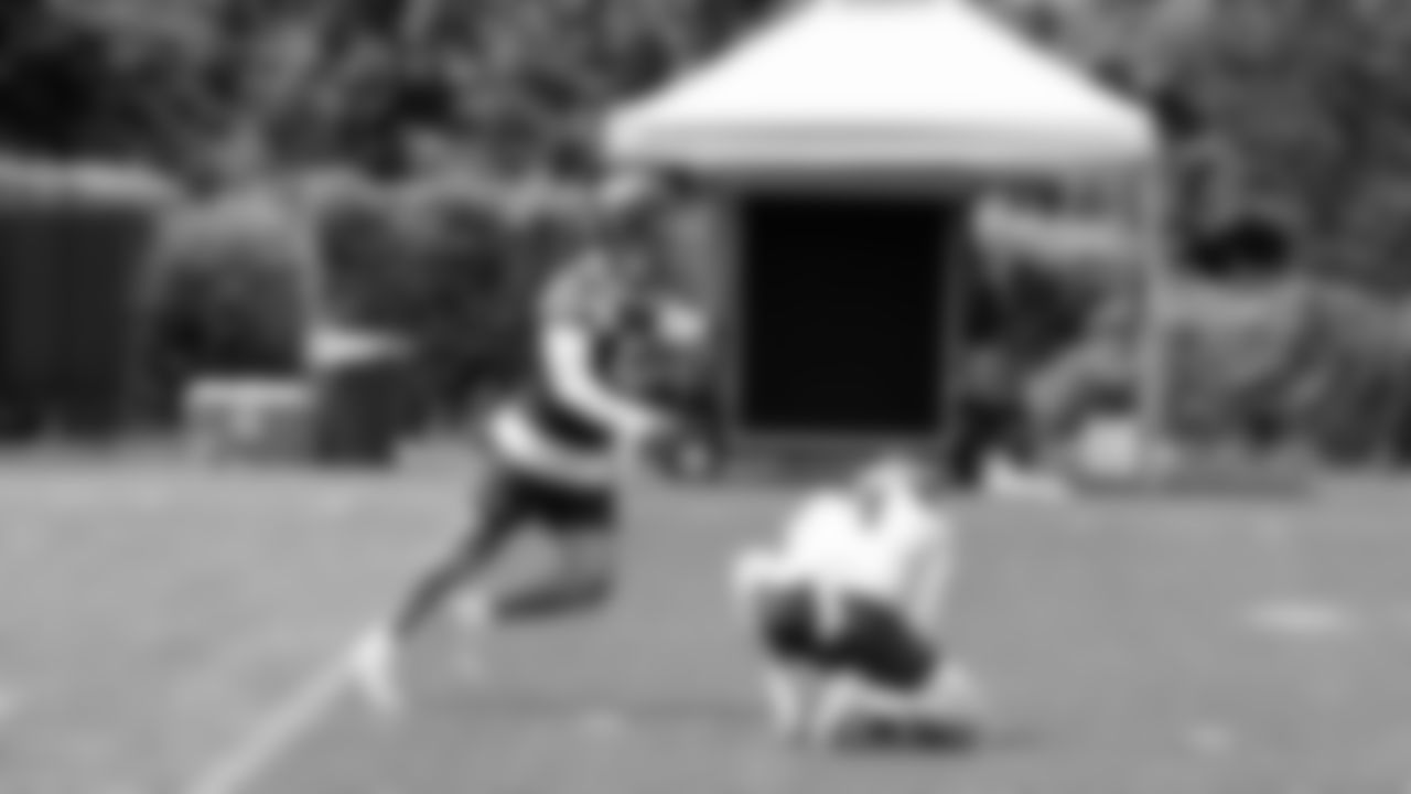 Seahawks kicker Jason Myers (5) and punter Michael Dickson (4) participated in a workout on day two of OTAs on Thursday, May 29, 2025 at the Virginia Mason Athletic Center.