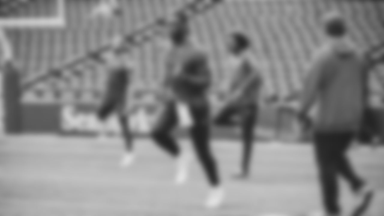 Seahawks quarterback Jalen Milroe (6) warms up at Lumen Field for the Week 5 matchup vs. the Tampa Bay Buccaneers.