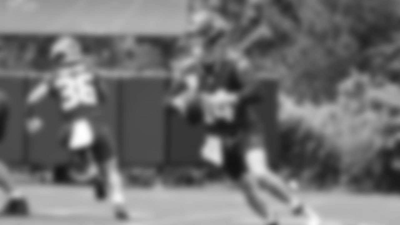 Seahawks quarterback Sam Darnold (14) participated in a workout on day two of OTAs on Thursday, May 29, 2025 at the Virginia Mason Athletic Center.