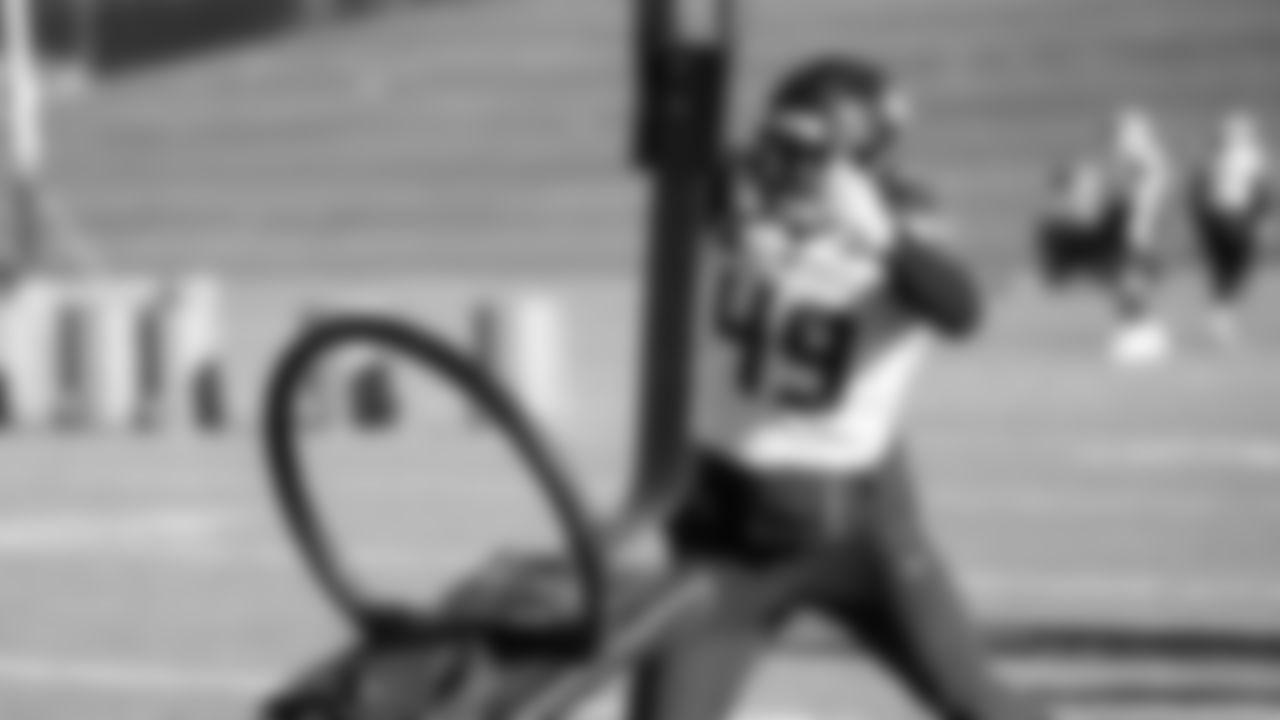 Seahawks linebacker Chris Paul Jr. (49) practiced on Wednesday, January 21, 2026 at the Virginia Mason Athletic Center.