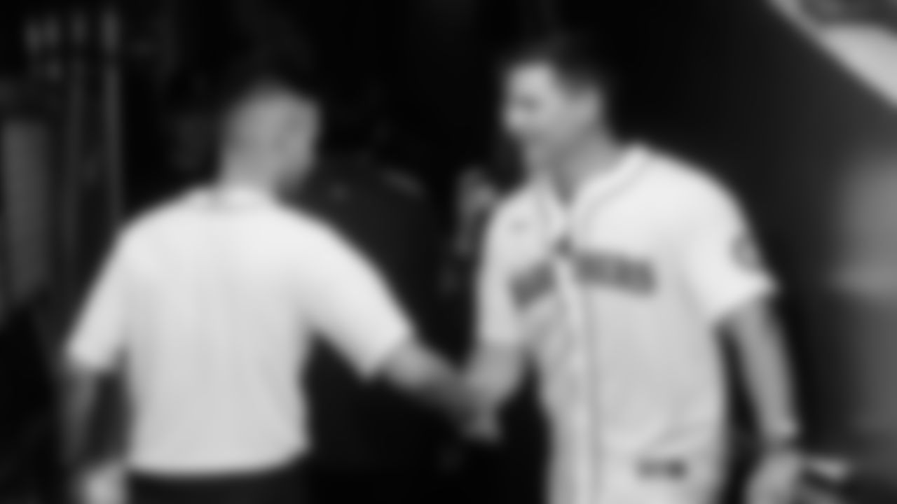 Seahawks head coach Mike Macdonald was joined by comedian Adam Ray as they tossed out the first pitch for the Mariners vs. Yankees game on May 12, 2025 at T-Mobile Park.