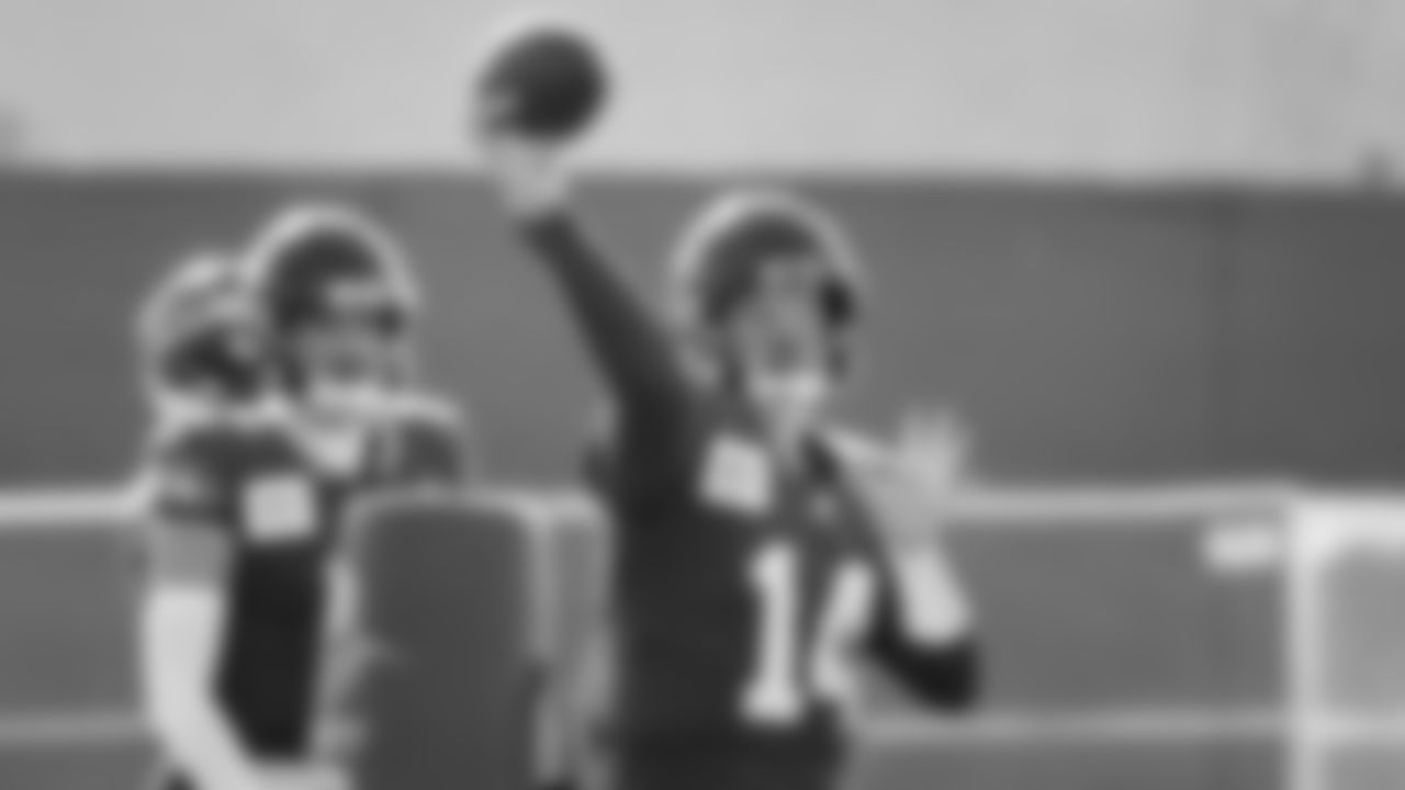 Seahawks quarterback Sam Darnold (14) practiced on Wednesday, February 4, 2026 in San Jose, California.