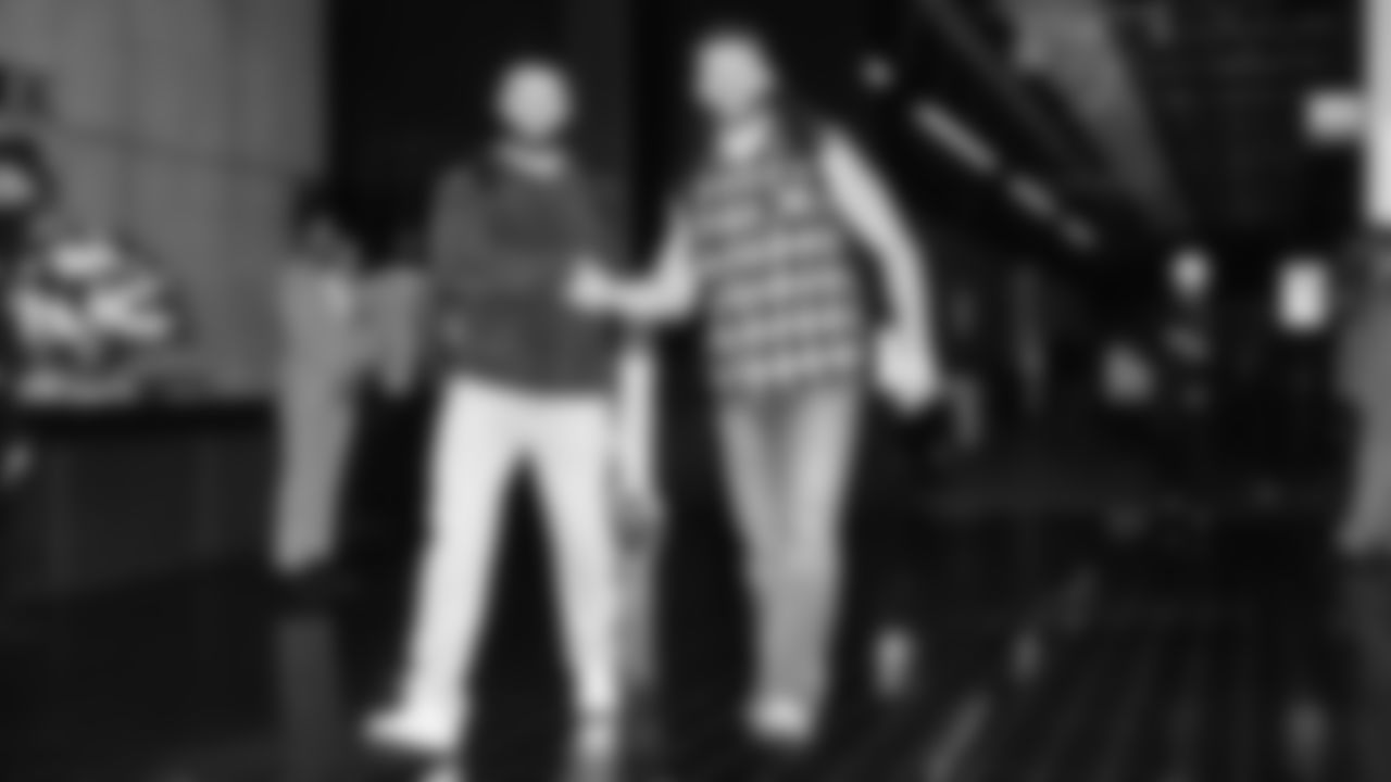 Seahawks linebacker Patrick O'Connell (52) and fullback Brady Russell (38) departed the team hotel for the Week 18 matchup vs. the 49ers at Levi's Stadium.