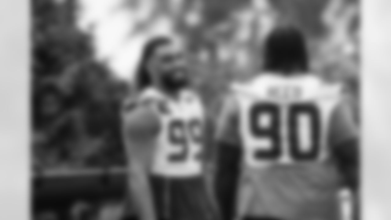 Seahawks defensive end Leonard Williams (99) and defensive tackle Jarran Reed (90) practiced on Friday, October 3, 2025 at the Virginia Mason Athletic Center.