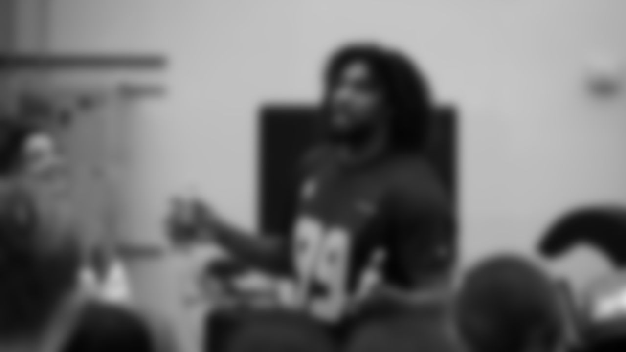 The Seahawks Women's Association packed girls flag kits and hosted a free girls flag football camp at the Seahawks training facility on Saturday, November 8, 2025.