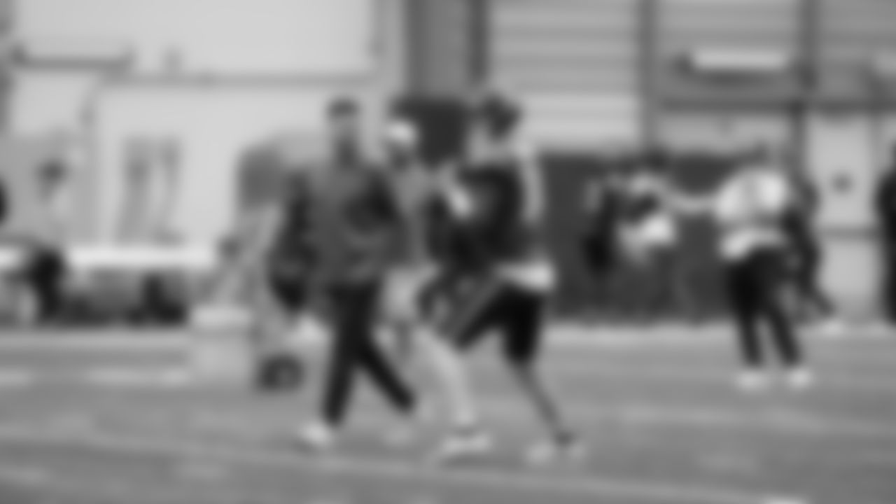 Seahawks quarterback Sam Darnold (14) practiced on Thursday, November 13, 2025 at the Virginia Mason Athletic Center.