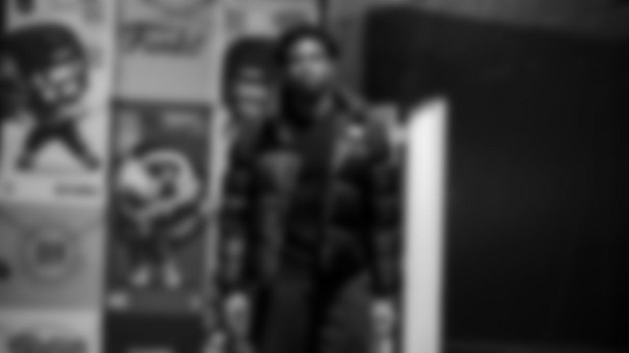 Seahawks safety Nick Emmanwori (3) arrives at Lumen Field for the Week 10 matchup vs. the Arizona Cardinals.