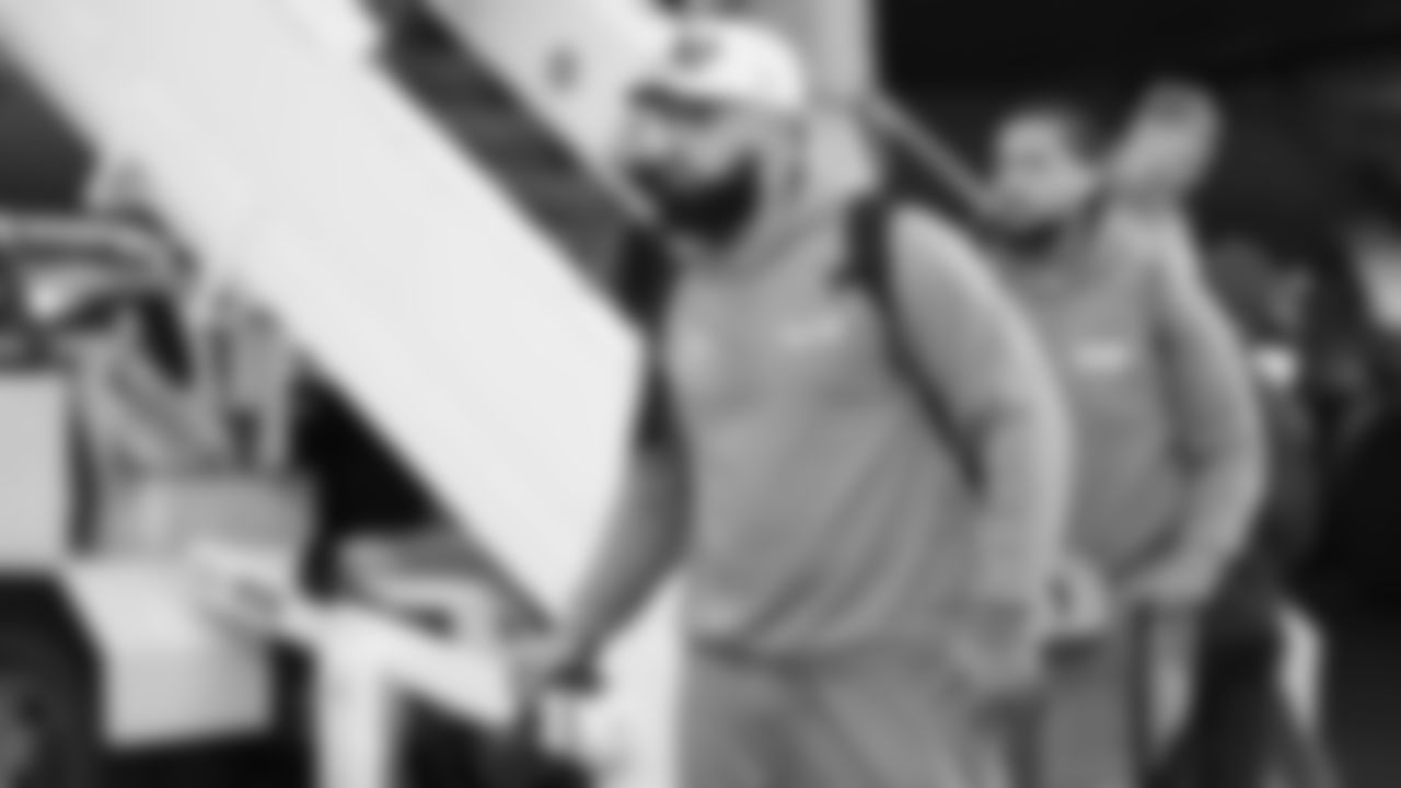 Seahawks tackle Abraham Lucas (72) arrived in the Bay Area on Sunday, February 1, 2026.