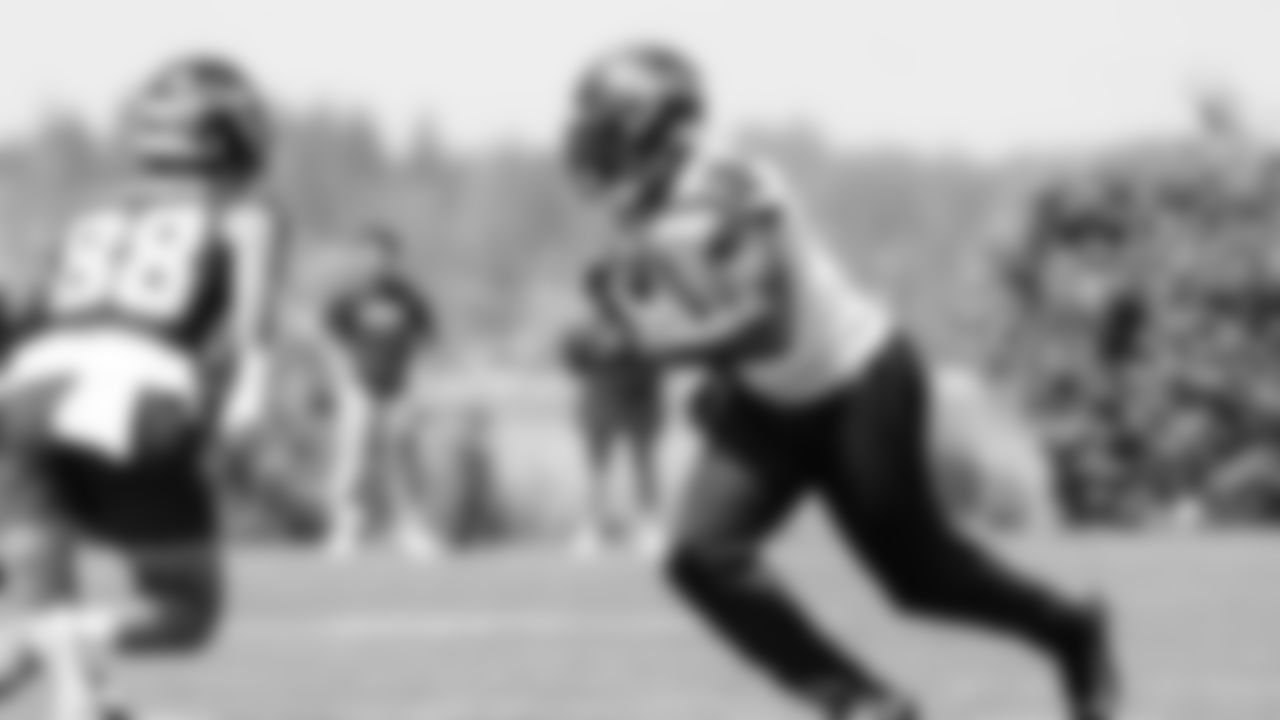 Seahawks defensive end DeMarcus Lawrence (0) participated in a workout on day one of minicamp on Tuesday, June 10, 2025 at the Virginia Mason Athletic Center.
