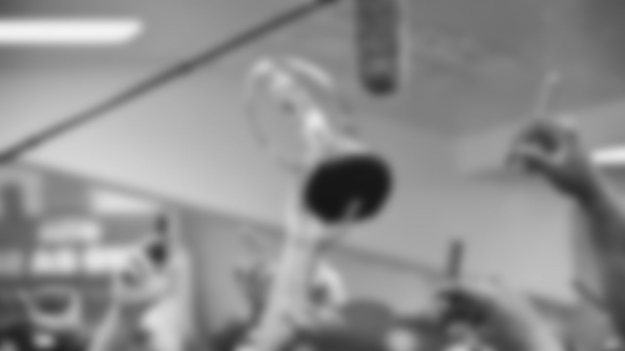 The Seahawks celebrate the 31-27 win vs. the Rams in the NFC Championship on Sunday, January 25, 2026.