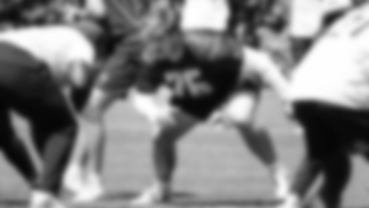 Seahawks guard Grey Zabel (76) practiced on July 30, 2025 at the Virginia Mason Athletic Center.