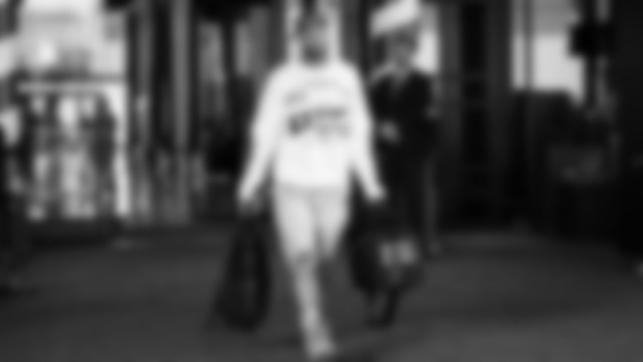 Seahawks wide receiver Cody White (82) departed the team hotel for the Week 12 matchup vs. the Titans at Nissan Stadium in Nashville, Tennessee.