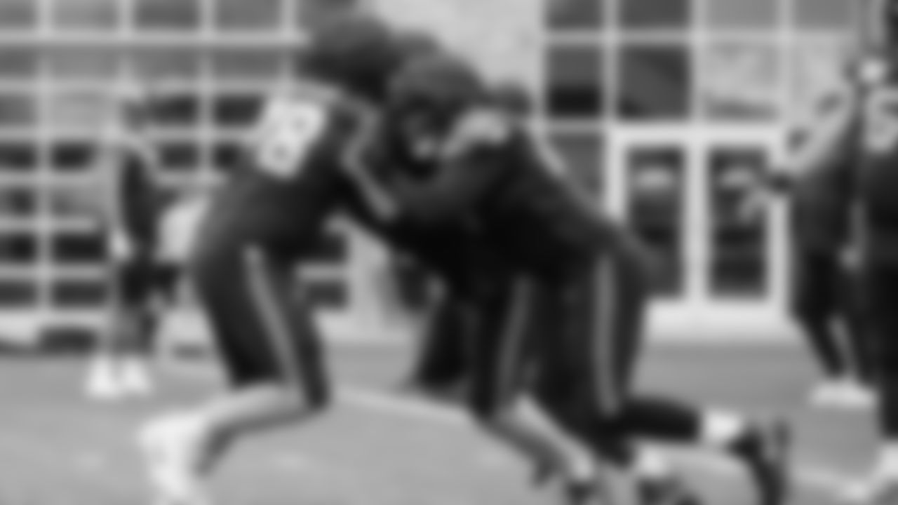 Seahawks tackle Charles Cross (67) practiced on Tuesday, January 13, 2026 at the Virginia Mason Athletic Center.