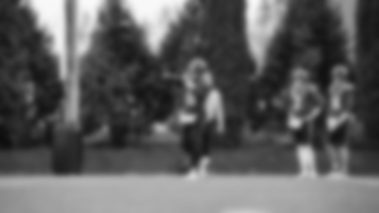 Seahawks quarterback Jalen Milroe (6) practiced on Wednesday, December 3, 2025 at the Virginia Mason Athletic Center.