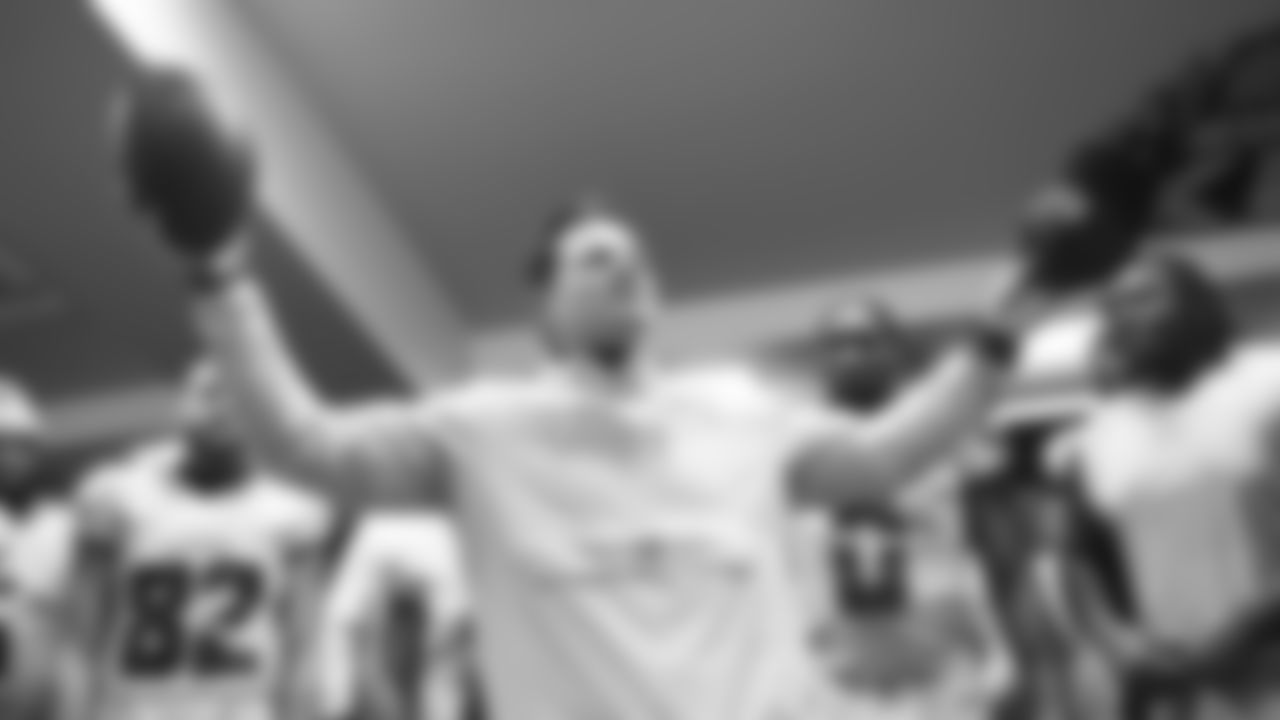 The Seahawks celebrated the 38-37 overtime-win vs. the L.A. Rams in Week 16.