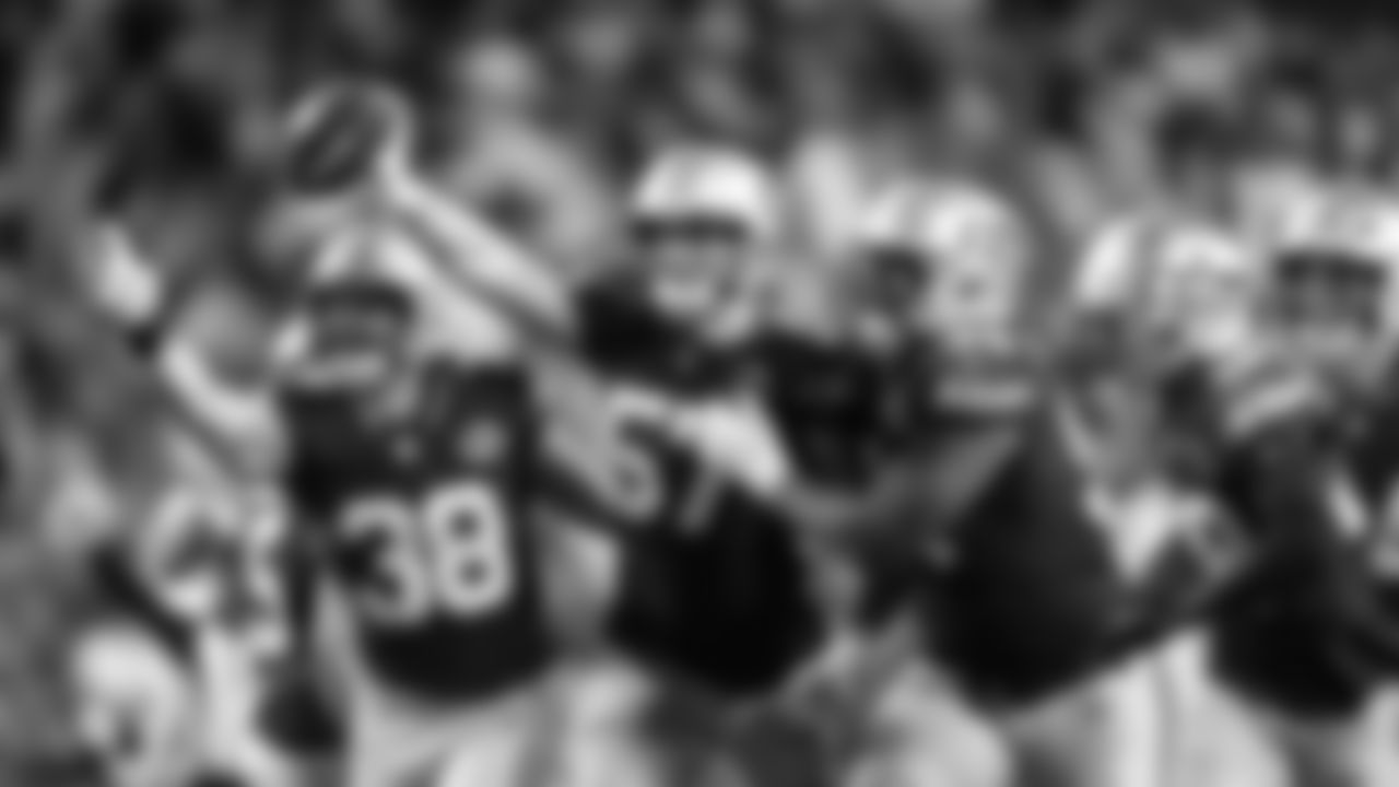 Seattle's kickoff coverage team celebrates Connor O'Toole's fumble recovery which was caused by teammate Brandon Pili. From left are Brady Russell, Connor O'Toole, Mike Morris, Nehemiah Pritchett and Chazz Surratt.