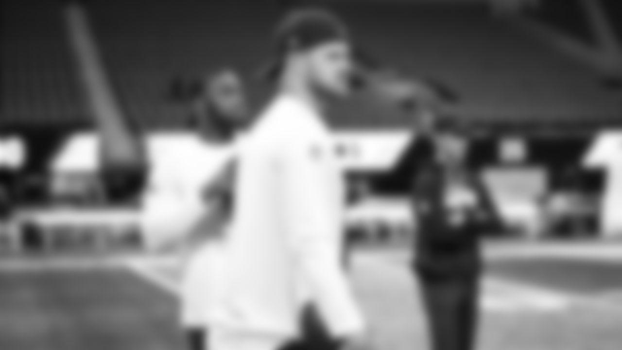 Seahawks quarterback Sam Darnold (14) warms up at Mercedes-Benz Stadium for the Week 14 matchup vs. the Atlanta Falcons.