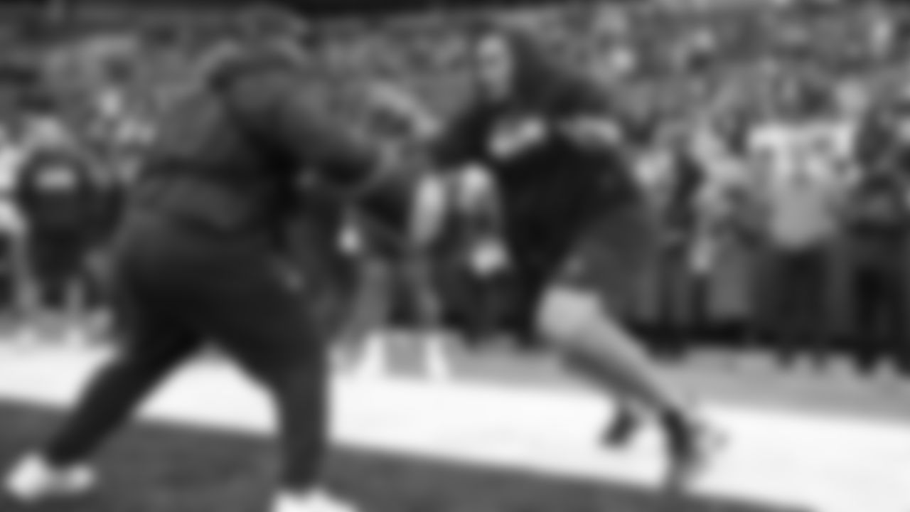 Seahawks nose tackle Brandon Pili (95) warms up at Lumen Field for the NFC Championship game vs. the Los Angeles Rams on Sunday, January 25, 2026.