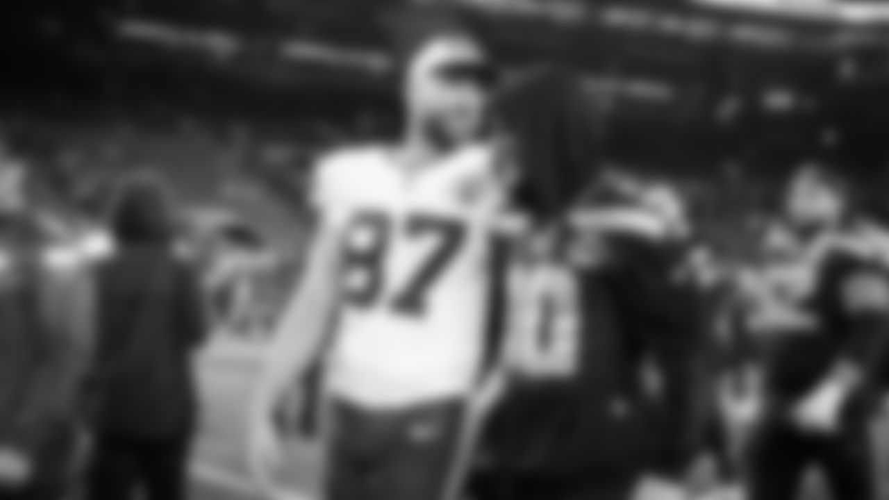 Seahawks receiver Cooper Kupp chats with Chiefs tight end Travis Kelce after the game.