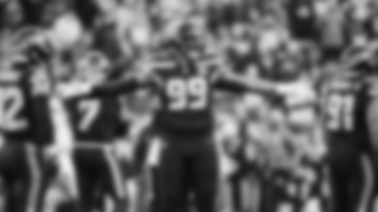 Seahawks defensive end Leonard Williams (99) warms up at Lumen Field for the NFC Championship game vs. the Los Angeles Rams on Sunday, January 25, 2026.