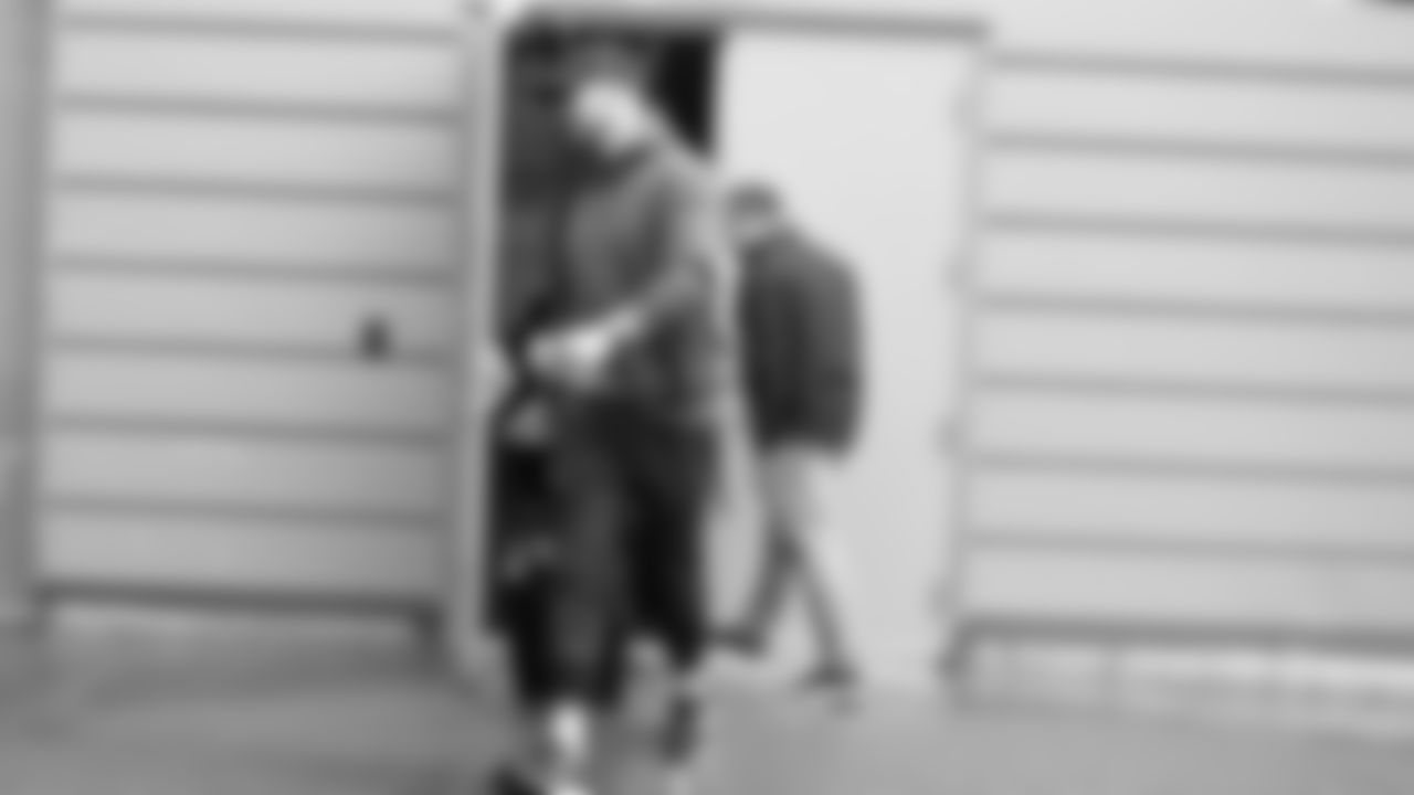 Seahawks quarterback Sam Darnold (14) departed the Virginia Mason Athletic Center on November 1, 2025.